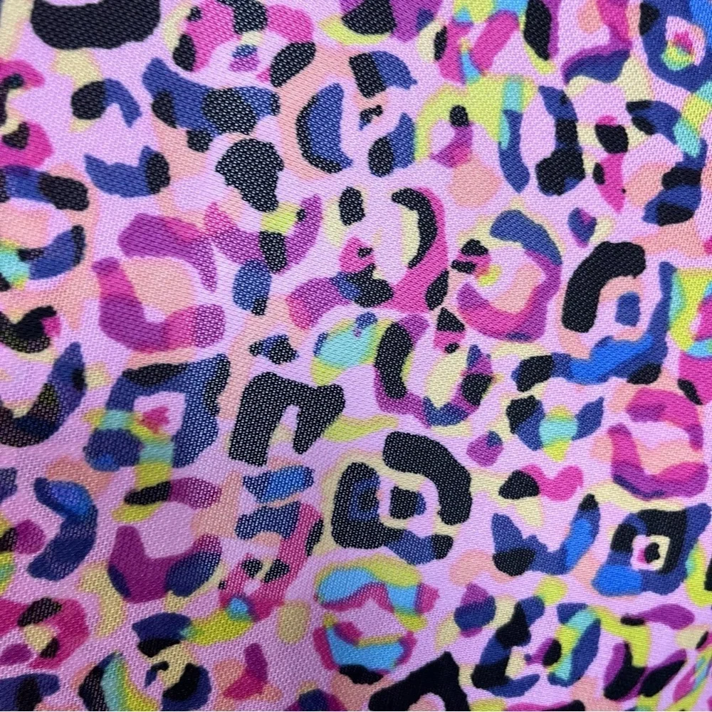 LOGO Lori Goldstein Pink Animal Print Open Cardigan